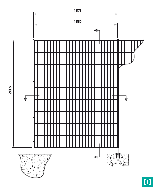 Vertikal positioniertes Zaunelement in Frontansicht mit Masche 220 x 60 h 40