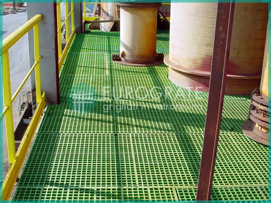 Gitterrostboden und Sicherheitsgeländer aus glasfaserverstärktem Kunststoff für die chemische Industrie
