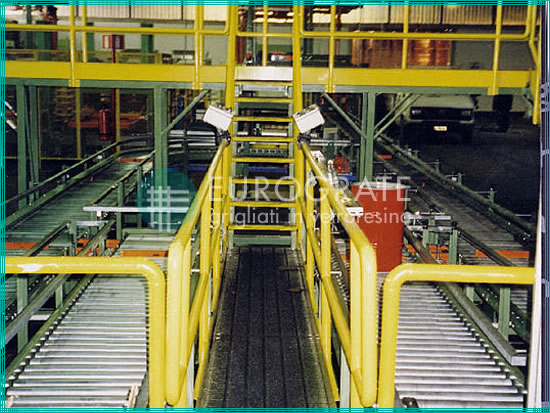 Sicherheitsgeländer, Stufen und Stufenabdeckungen zum Schutz der Beschäftigten in einer Maschinenanlage